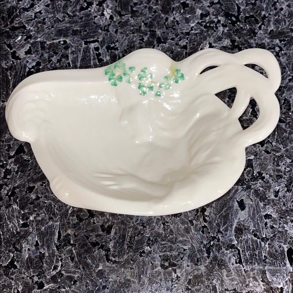Vintage Belleek Ireland Small Shamrock Dish